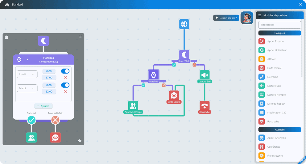 Adoenia plateforme de gestion des horaires et des automatisations pour centres d'appels et entreprises, optimisant la productivité avec des fonctionnalités avancées de configuration et de communication.